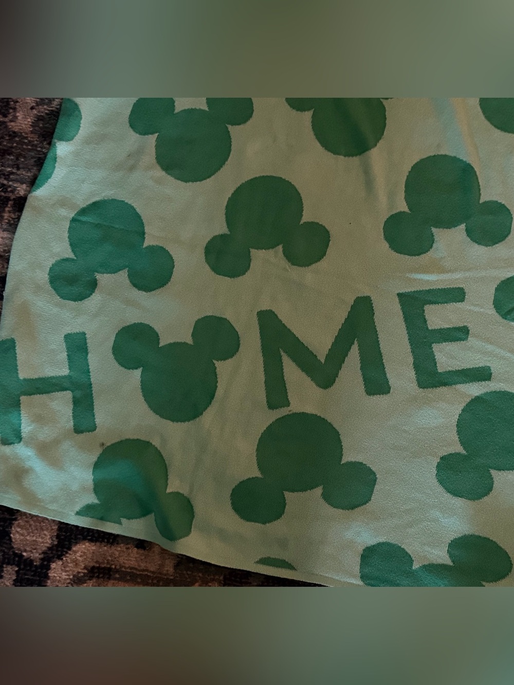 Disney Green Mickey HOME Pattern Throw